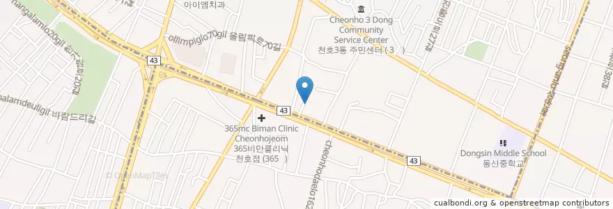 Mapa de ubicacion de 강동미즈여성병원 en Korea Selatan, 서울, 강동구, 천호동, 천호3동.