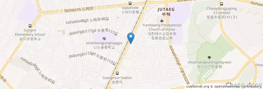 Mapa de ubicacion de 서울하이안치과 쌍문점 en كوريا الجنوبية, سول, 도봉구.