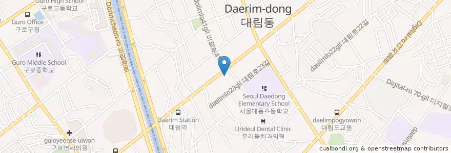 Mapa de ubicacion de 화이트치과의원 en Güney Kore, Seul, 영등포구, 대림2동.