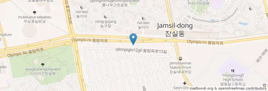 Mapa de ubicacion de 연세하이디치과 en Korea Selatan, 서울, 송파구, 잠실2동.