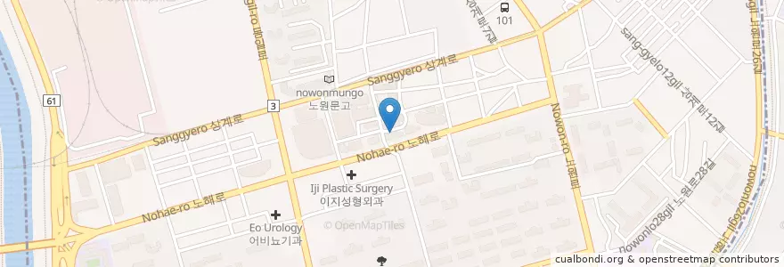 Mapa de ubicacion de 서울화이트치과의원 en 대한민국, 서울, 노원구, 상계6·7동, 상계2동.