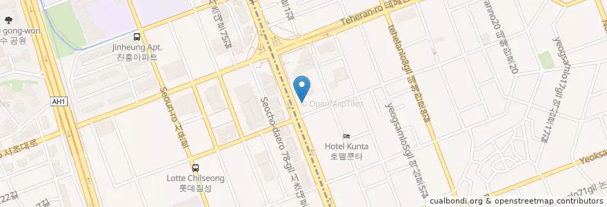 Mapa de ubicacion de 뉴욕연세치과 en كوريا الجنوبية, سول, 서초구, 역삼동, 역삼1동.
