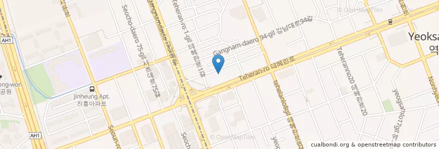 Mapa de ubicacion de 푸른나무치과의원 en Республика Корея, Сеул, 강남구, 서초구, 역삼동, 역삼1동.
