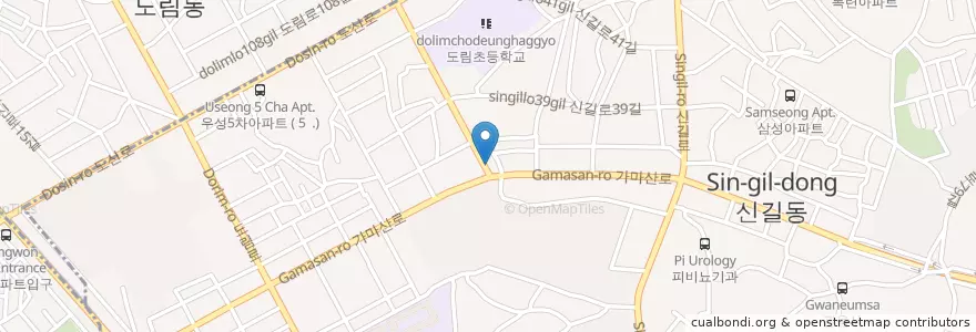 Mapa de ubicacion de 감초당한의원 en Corée Du Sud, Séoul, 영등포구, 신길3동.