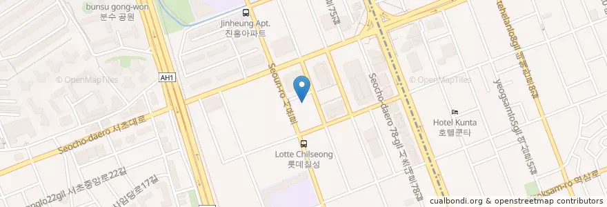 Mapa de ubicacion de 아인스치과 en Coreia Do Sul, Seul, 서초구, 서초동, 서초2동.