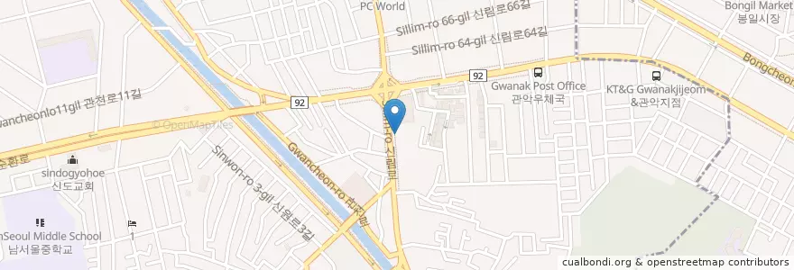 Mapa de ubicacion de 동의보감한의원 en Corée Du Sud, Séoul, 관악구, 서원동.