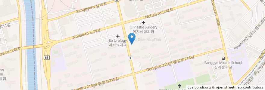 Mapa de ubicacion de Ilmaekhanuiwon Nowonjeom en South Korea, Seoul, Nowon-Gu, Sanggye 6·7(Yuk·Chil)-Dong.