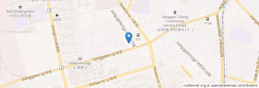 Mapa de ubicacion de 존스킨한의원 노원점 en كوريا الجنوبية, سول, 노원구, 상계2동.