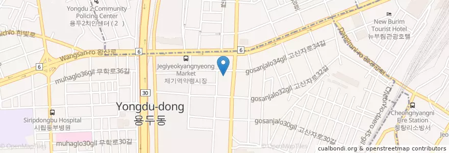 Mapa de ubicacion de 서울명병원 en Korea Selatan, 서울, 동대문구, 용신동.