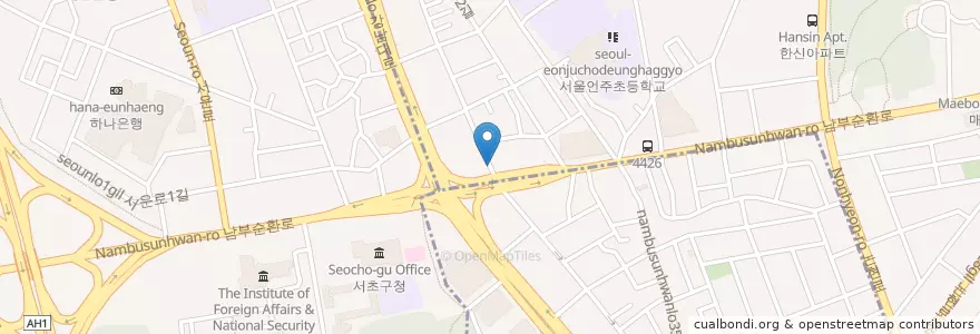 Mapa de ubicacion de 연세고운미소치과 양재점 en Südkorea, Seoul, 서초구, 도곡1동.