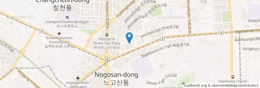 Mapa de ubicacion de 미소랑치과 신촌점 en Coreia Do Sul, Seul, 마포구.