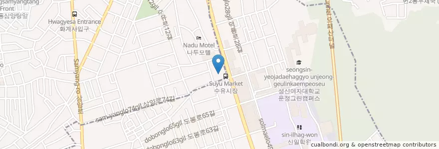 Mapa de ubicacion de 서울미소치과 en Korea Selatan, 서울, 강북구, 미아동.