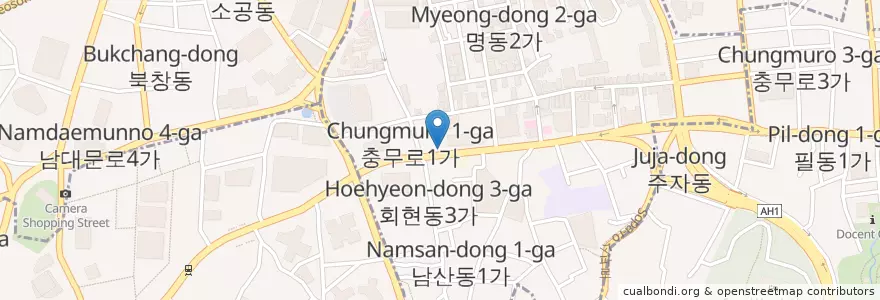Mapa de ubicacion de 이니셜치과 en كوريا الجنوبية, سول, 중구, 명동.