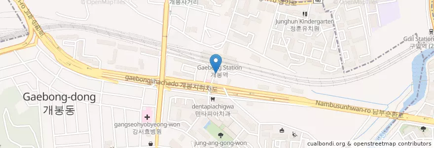 Mapa de ubicacion de 연세U치과 개봉역점 en كوريا الجنوبية, سول, 구로구, 개봉2동.