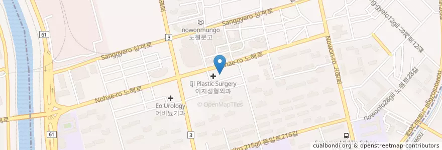 Mapa de ubicacion de 빛사랑안과 en Güney Kore, Seul, 노원구, 상계6·7동, 상계2동.