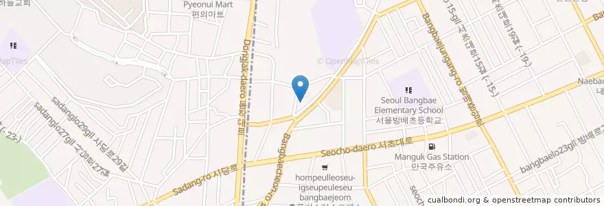 Mapa de ubicacion de 록치과 en Corea Del Sur, Seúl, 서초구, 방배동.