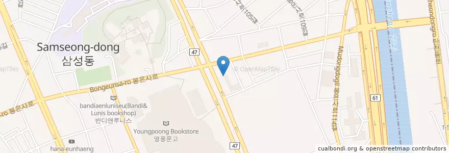 Mapa de ubicacion de 에뉴치과 en 대한민국, 서울, 강남구, 삼성동, 삼성1동.