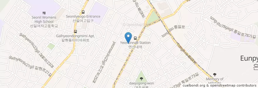 Mapa de ubicacion de 함박웃음치과 연신내점 en Республика Корея, Сеул, 은평구, 갈현2동.