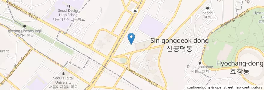 Mapa de ubicacion de 앤클리닉 en 大韓民国, ソウル, 麻浦区, 공덕동.