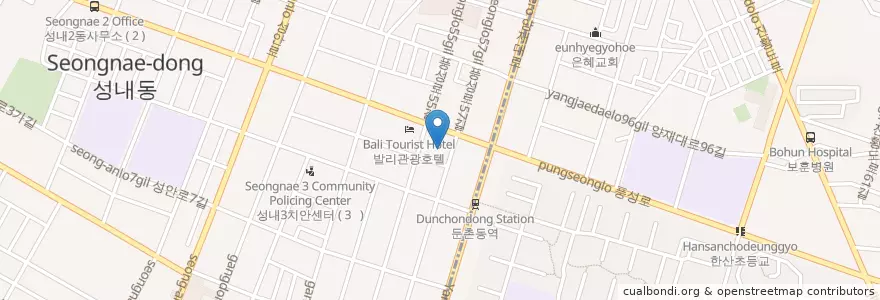 Mapa de ubicacion de 좋은인상한의원 강동점 en Corée Du Sud, Séoul, 강동구, 성내동, 성내3동.