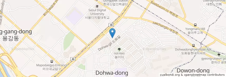 Mapa de ubicacion de 삼성한의원 en كوريا الجنوبية, سول, 마포구, 도화동.