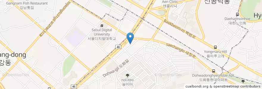 Mapa de ubicacion de 해바라기의원 en کره جنوبی, سئول, 마포구, 도화동.