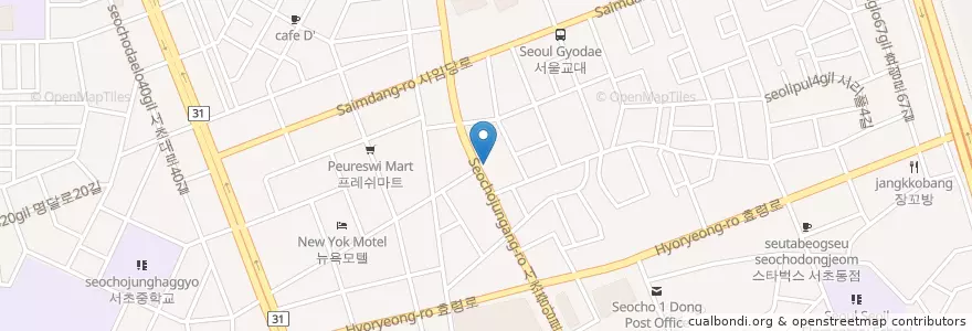 Mapa de ubicacion de 티스치과 서초점 en Corea Del Sur, Seúl, 서초구, 서초3동, 서초동.