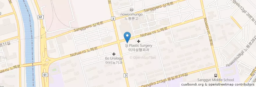Mapa de ubicacion de 강북 예치과 병원 en Corée Du Sud, Séoul, 노원구, 상계6·7동.