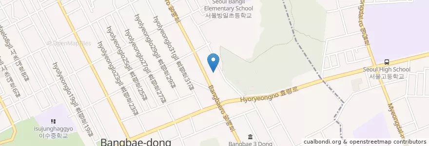 Mapa de ubicacion de 서초 탑치과 의원 en 대한민국, 서울, 서초구, 방배동, 방배1동.