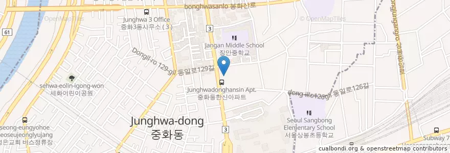 Mapa de ubicacion de 김준회치과의원 en Coreia Do Sul, Seul, 중랑구, 중화1동.