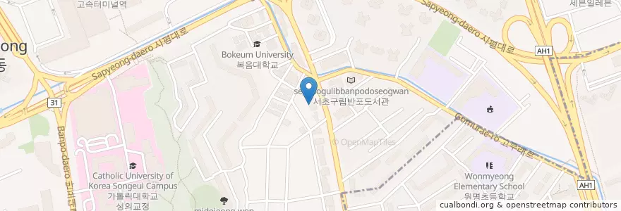 Mapa de ubicacion de 백림치과의원 en 대한민국, 서울, 서초구, 반포동.