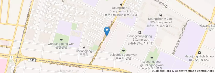 Mapa de ubicacion de 강서바른이치과 en 大韓民国, ソウル, 江西区, 등촌3동.