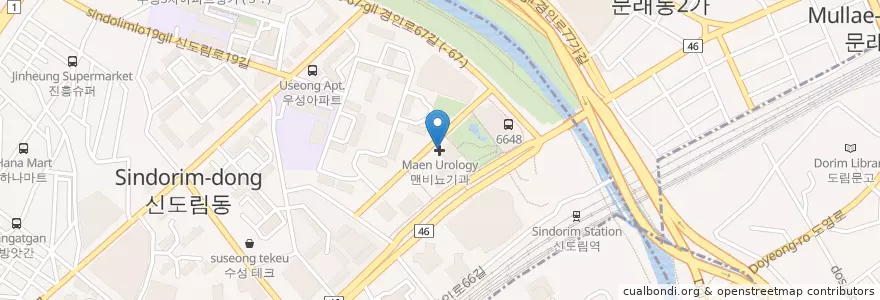 Mapa de ubicacion de 연세봄치과 en 大韓民国, ソウル, 신도림동.