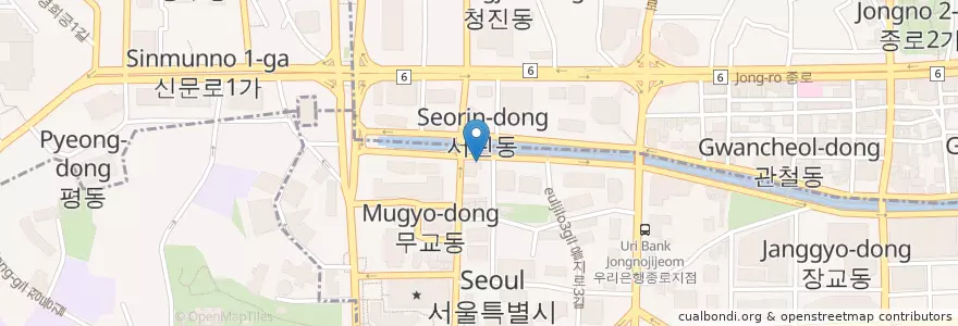 Mapa de ubicacion de 사랑담은내과 en Республика Корея, Сеул, 명동.