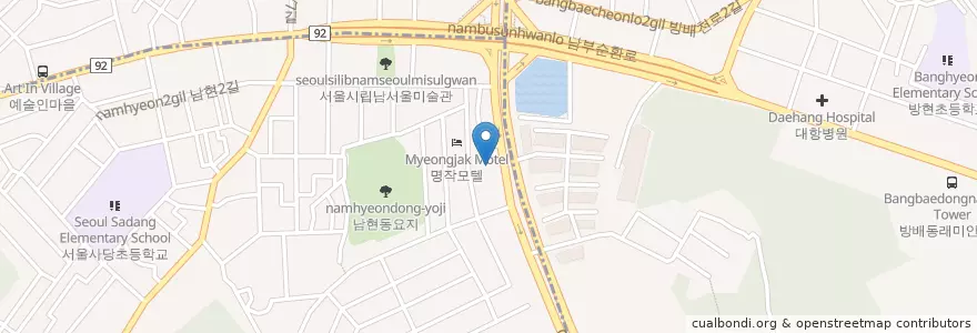 Mapa de ubicacion de 바이란트치과 사당점 en Республика Корея, Сеул, 남현동.