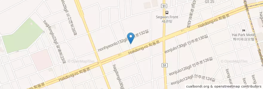 Mapa de ubicacion de 서울 이스턴치과 en Corea Del Sur, Seúl, 강남구, 논현동, 논현2동.