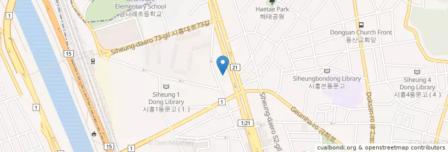 Mapa de ubicacion de 뉴연세산부인과의원 en Güney Kore, Seul, 금천구, 시흥1동.