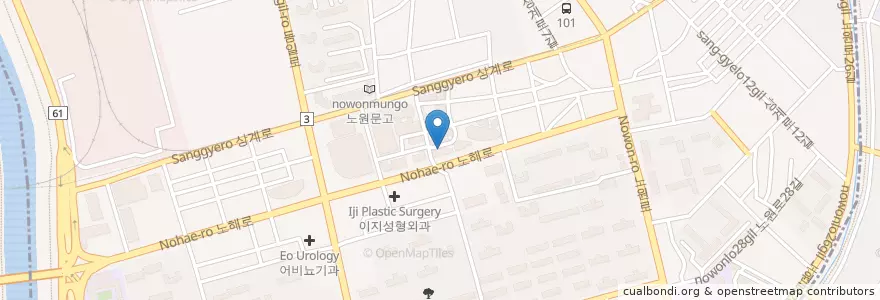 Mapa de ubicacion de 생명마루한의원 노원점 en كوريا الجنوبية, سول, 노원구, 상계6·7동, 상계2동.