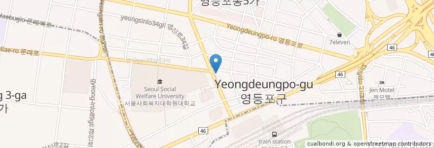 Mapa de ubicacion de 연세 리앤피부과 en 大韓民国, ソウル, 永登浦区, 영등포동.