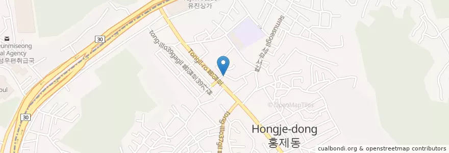Mapa de ubicacion de 미소라인치과 en Coreia Do Sul, Seul, 서대문구, 홍은동, 홍제3동.