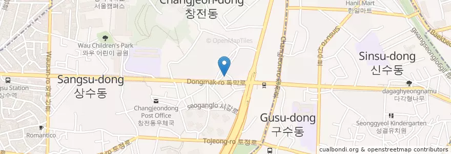 Mapa de ubicacion de 모아치과 en 대한민국, 서울, 마포구, 서강동.