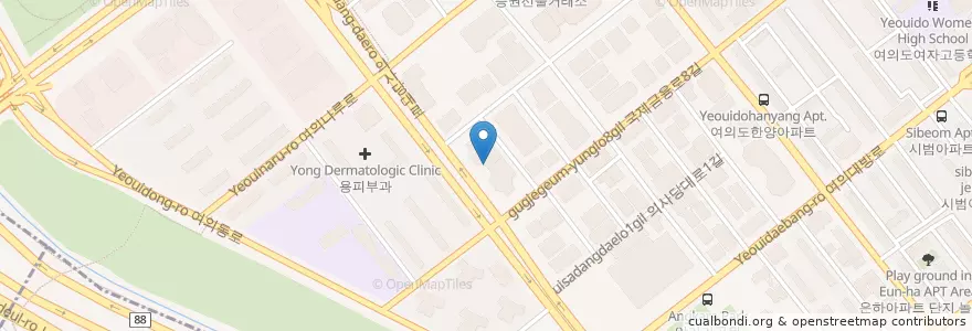 Mapa de ubicacion de 리엔뉴클리닉 en 대한민국, 서울, 영등포구, 여의동.