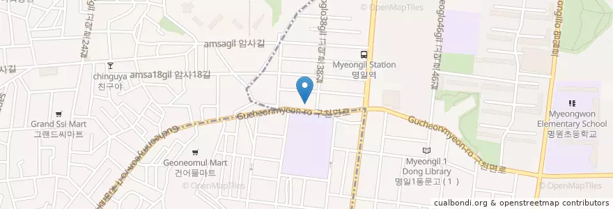Mapa de ubicacion de 맘사랑한의원 en 대한민국, 서울, 강동구, 명일동.