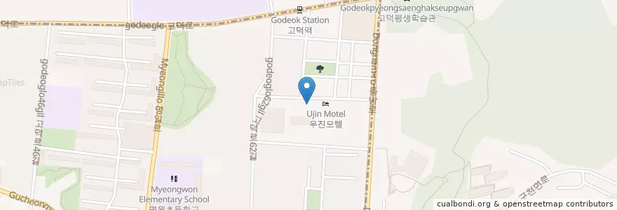 Mapa de ubicacion de 예미안치과 en 대한민국, 서울, 강동구, 명일동.