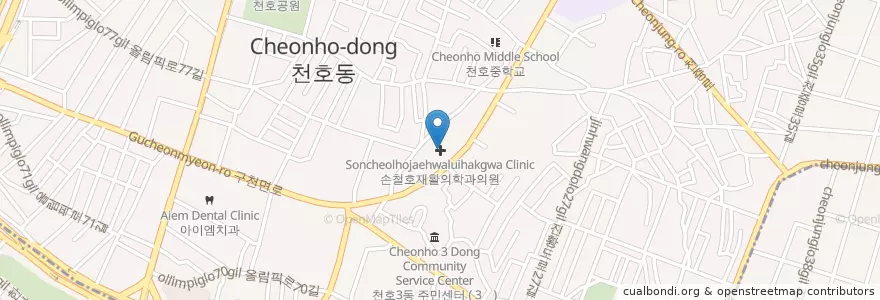 Mapa de ubicacion de 손철호재활의학과의원 en Zuid-Korea, Seoel, 강동구, 천호동.