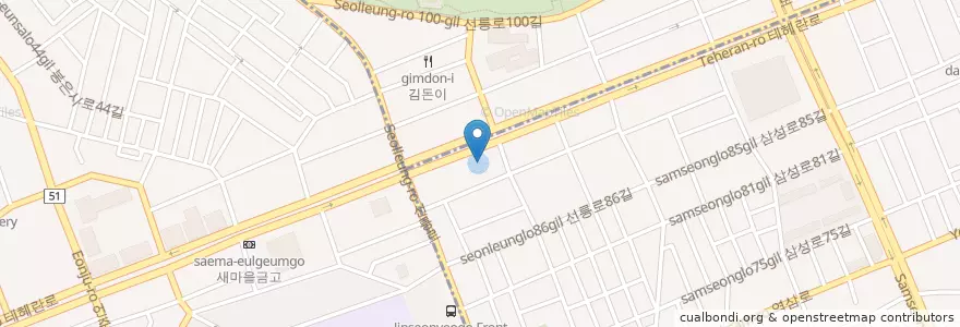 Mapa de ubicacion de 서울필치과 en كوريا الجنوبية, سول, 강남구, 대치동, 대치4동.