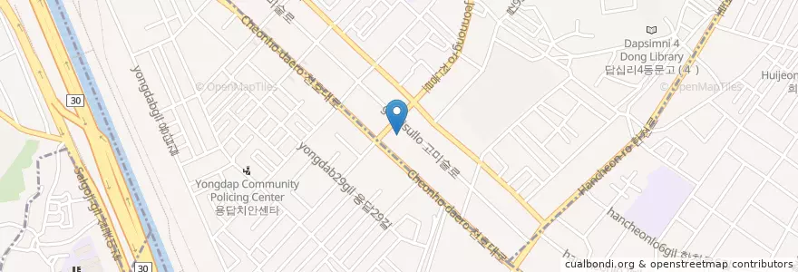 Mapa de ubicacion de 연세휴치과 답십리점 en Korea Selatan, 서울, 성동구, 답십리1동.