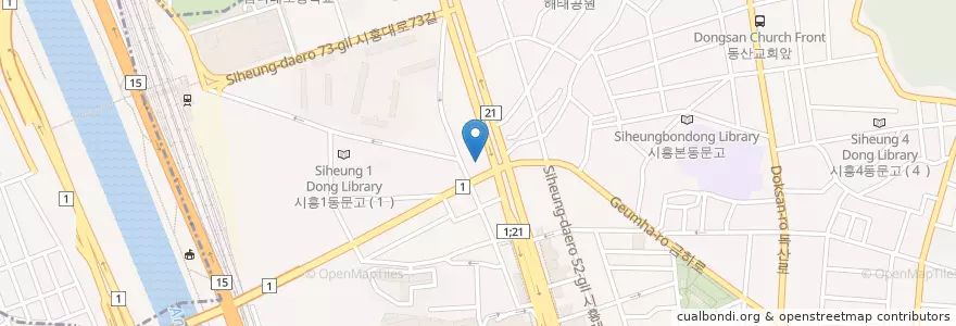 Mapa de ubicacion de 365굿모닝의원 en 대한민국, 서울, 금천구, 시흥1동.