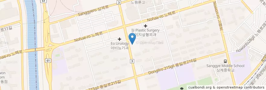 Mapa de ubicacion de 규림한의원 노원점 en Corée Du Sud, Séoul, 노원구, 상계6·7동.