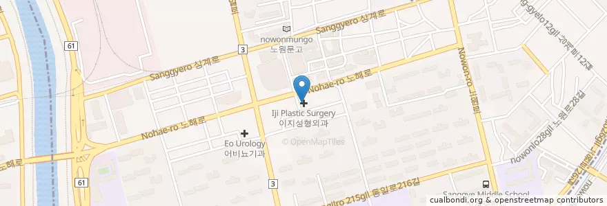Mapa de ubicacion de 이지성형외과 en Corée Du Sud, Séoul, 노원구, 상계6·7동.
